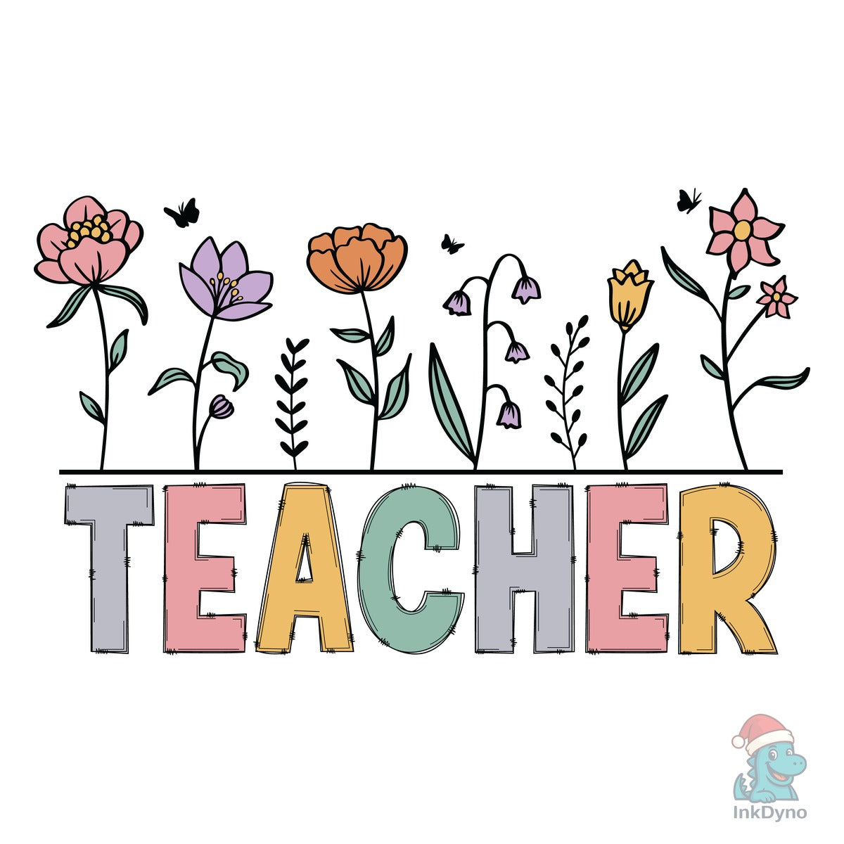 Retro Teacher Floral Wildflower