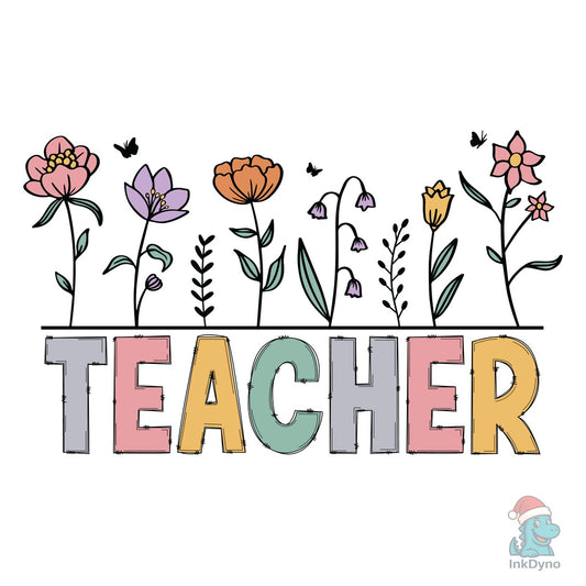 Retro Teacher Floral Wildflower - DTF Transfer