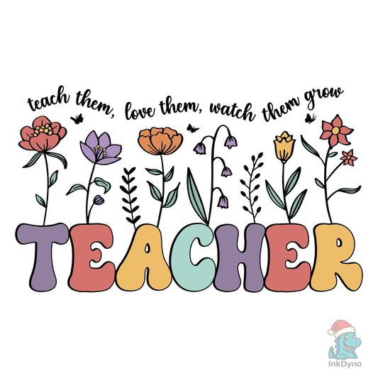 Retro Teacher Floral Design - DTF Transfer