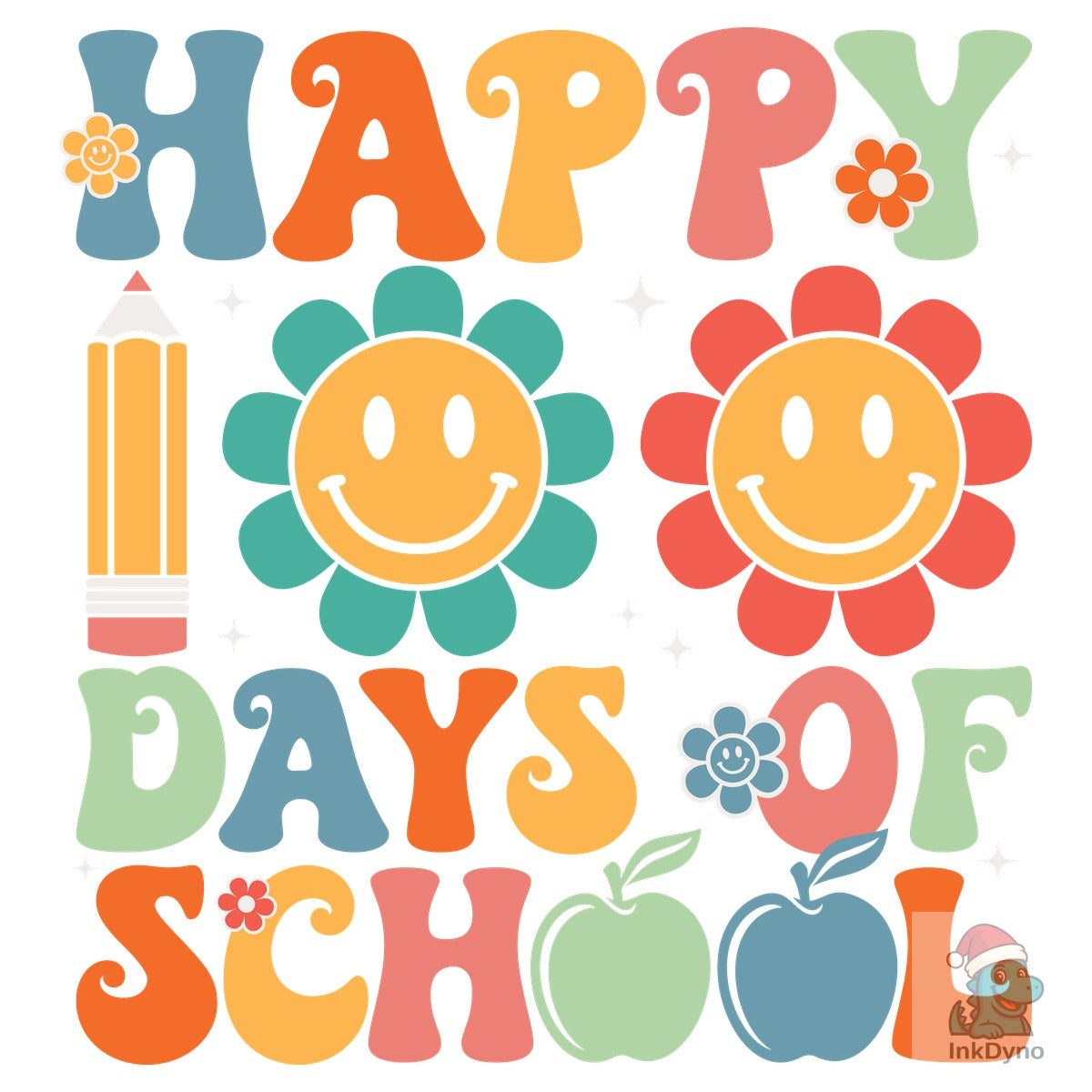 Retro Happy 100 Days of School Smiley