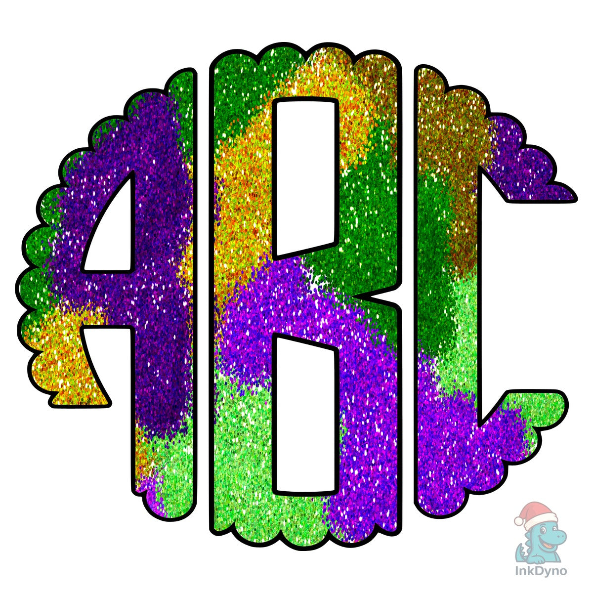 Glitter Mardi Gras Circle Monogram Set