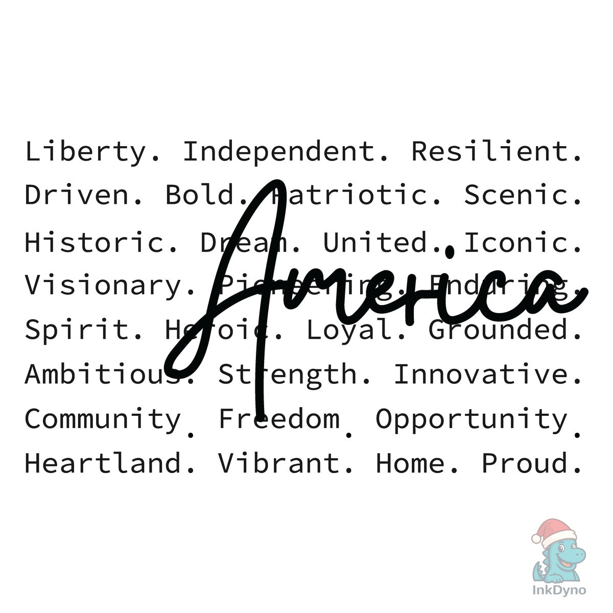 America Words 4th of July
