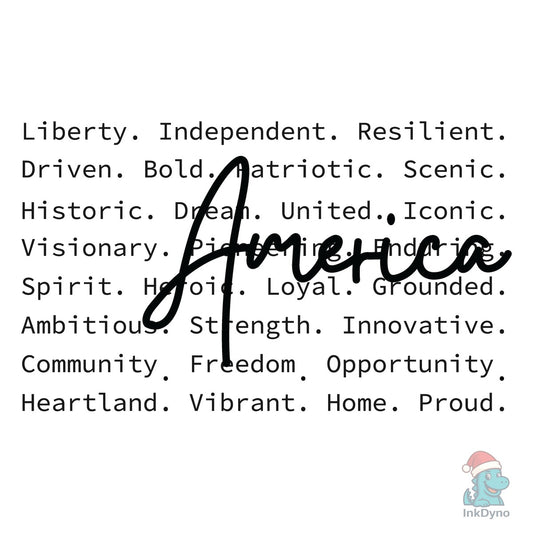 America Words 4th of July - DTF Transfer