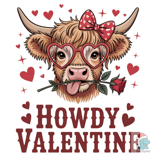 Howdy Valentine Cute Cow Love Love - DTF Transfer