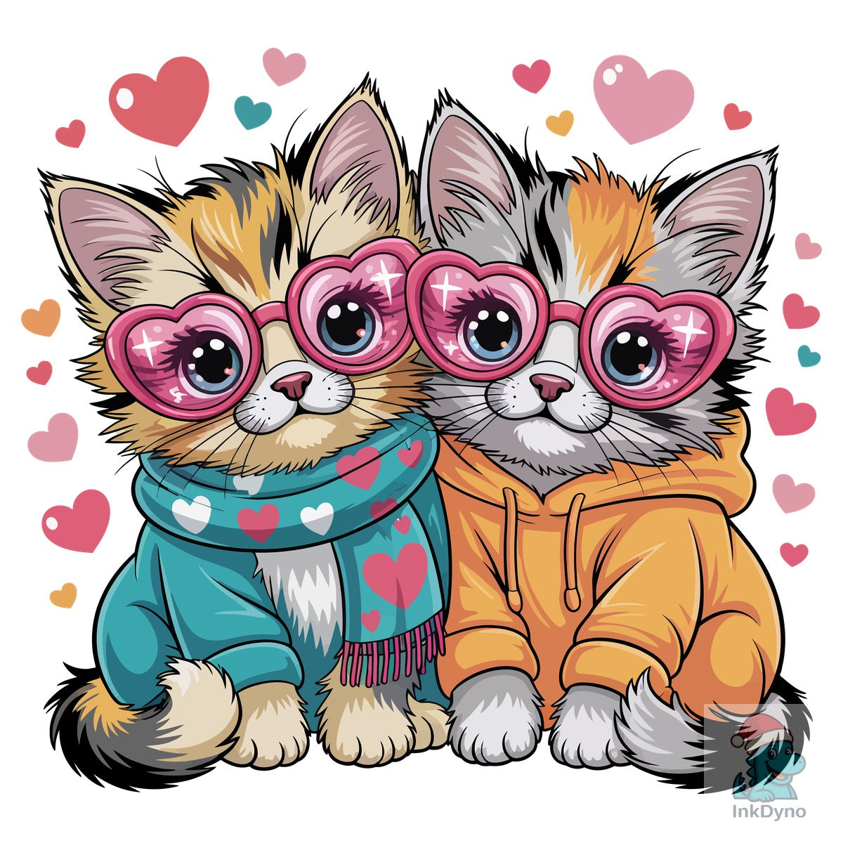 Whimsical Valentine Cats