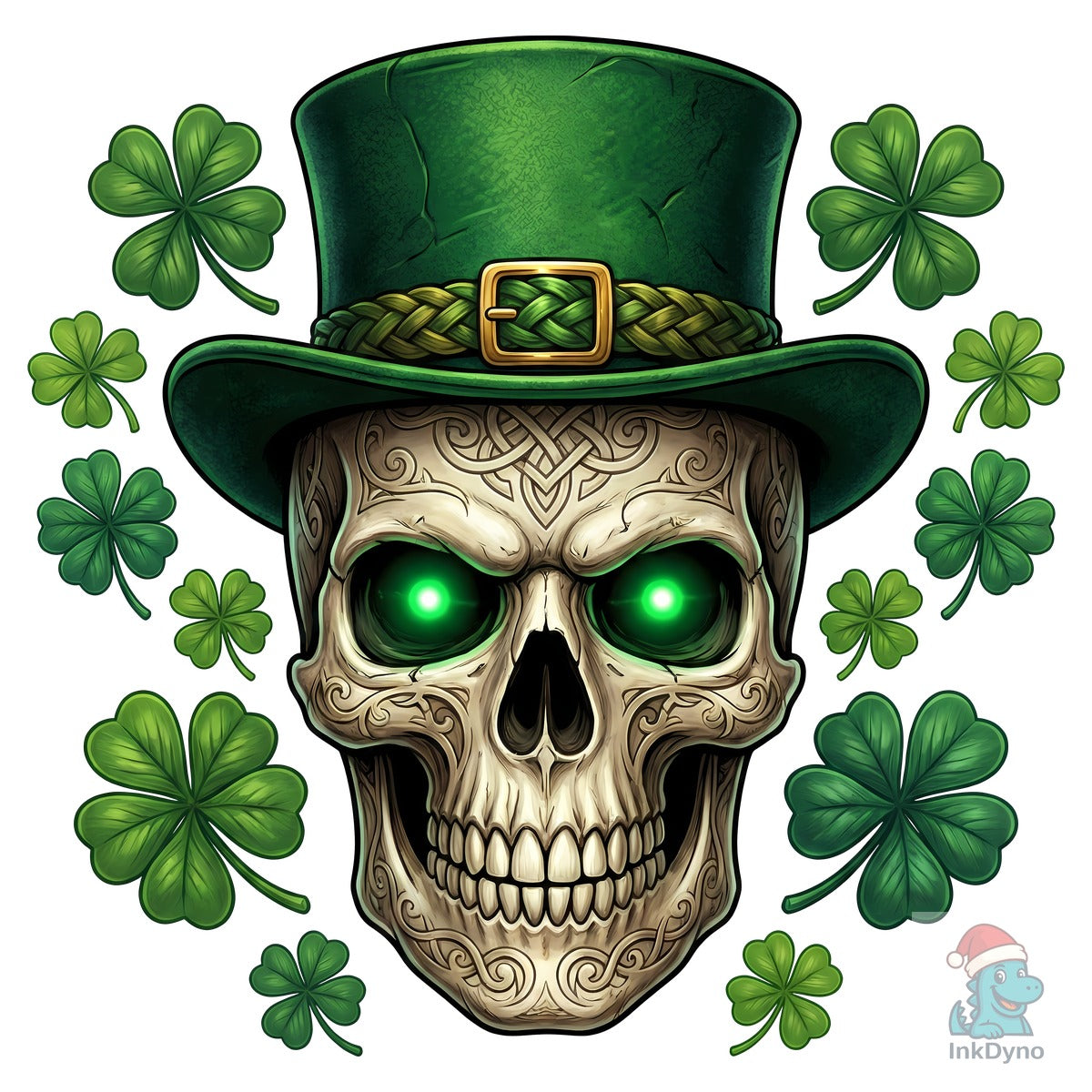 St Patrick's Skull with Shamrocks