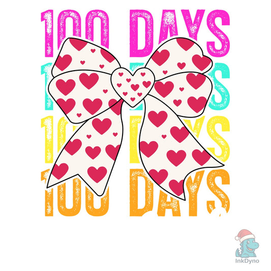 100 Days of School Checkered Bow - DTF Transfer