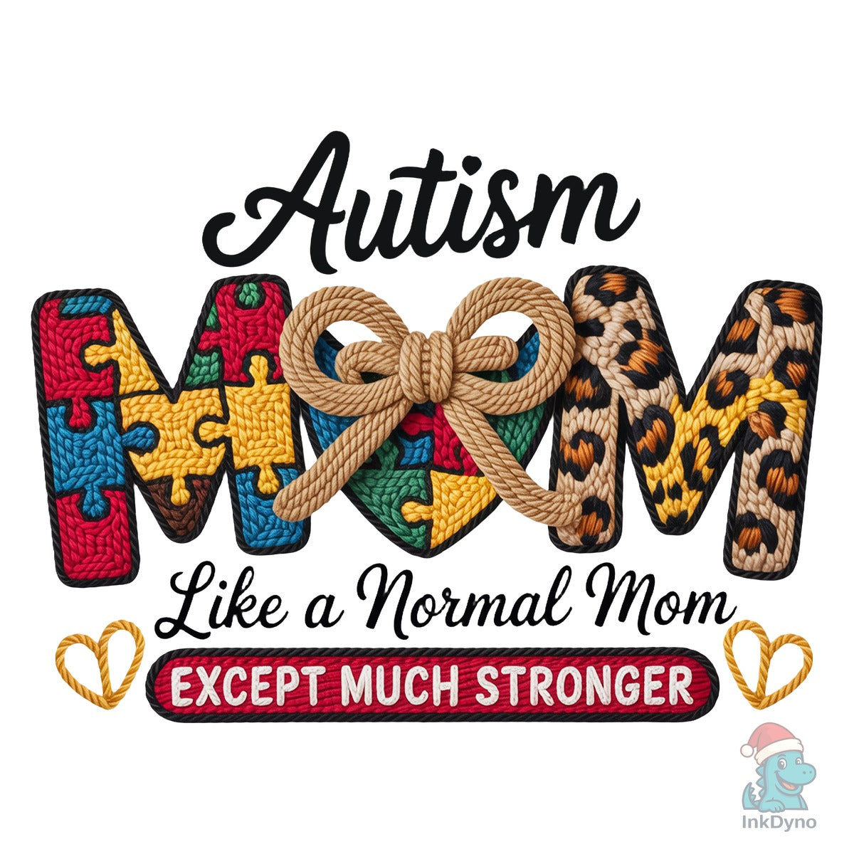 Faux Yarn Autism Mom Puzzle Heart