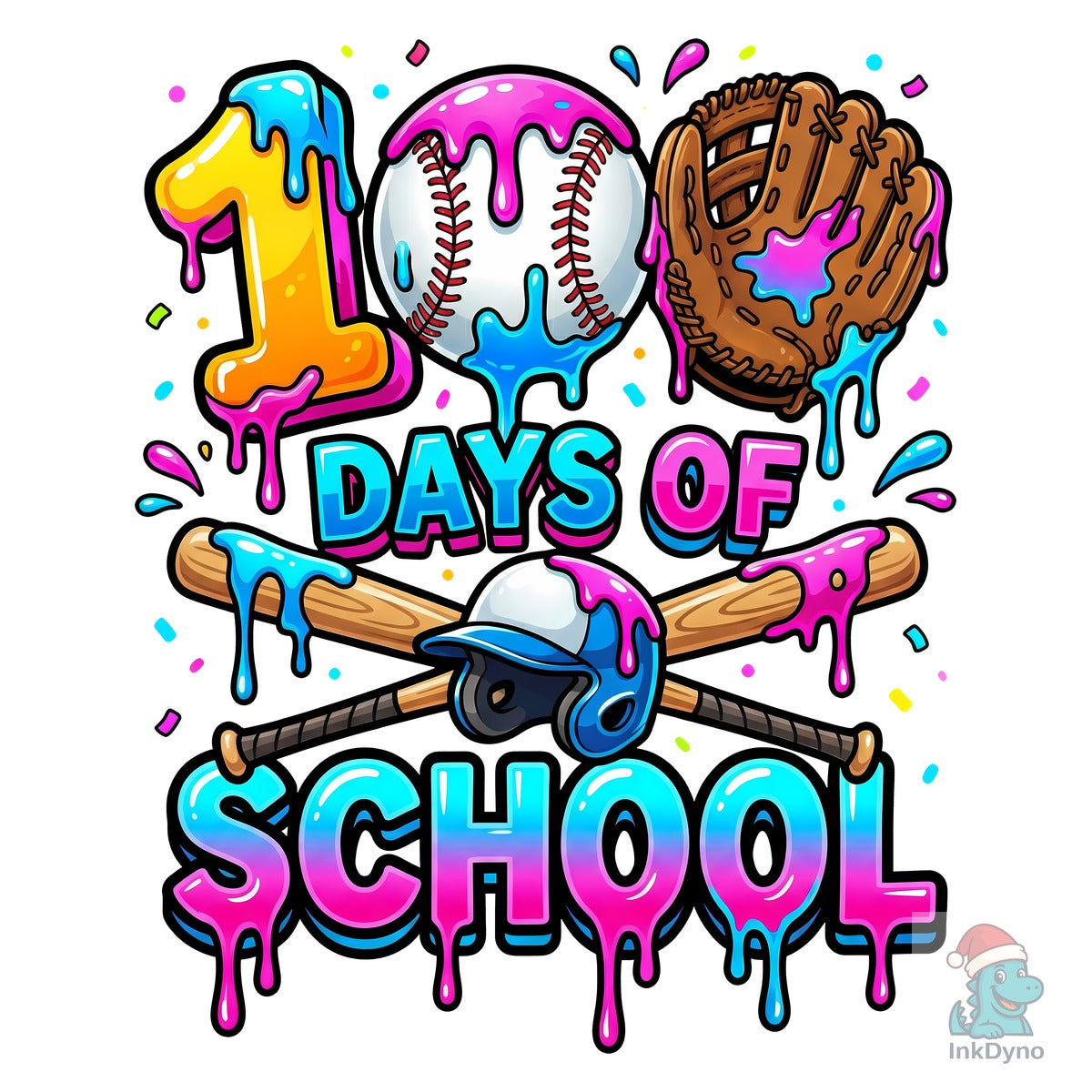 100 Days Colorful Dripping Baseball