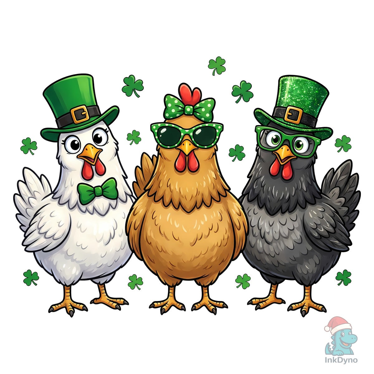 Cute Lucky Chicken Shamrocks