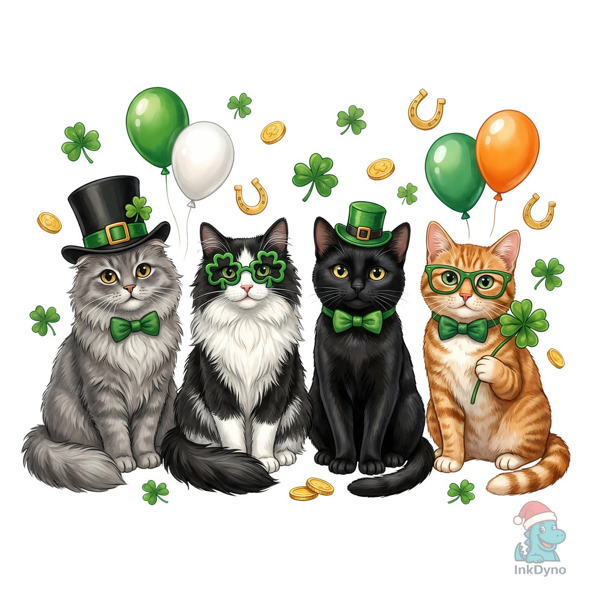 St Patrick's Day Cats Shamrock