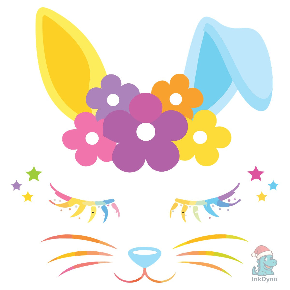 Cute Floral Unicorn Easter Bunny Face