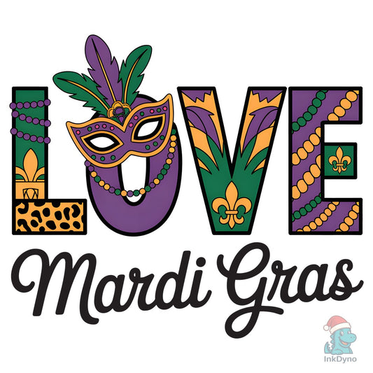 Love Mardi Gras Design - DTF Transfer