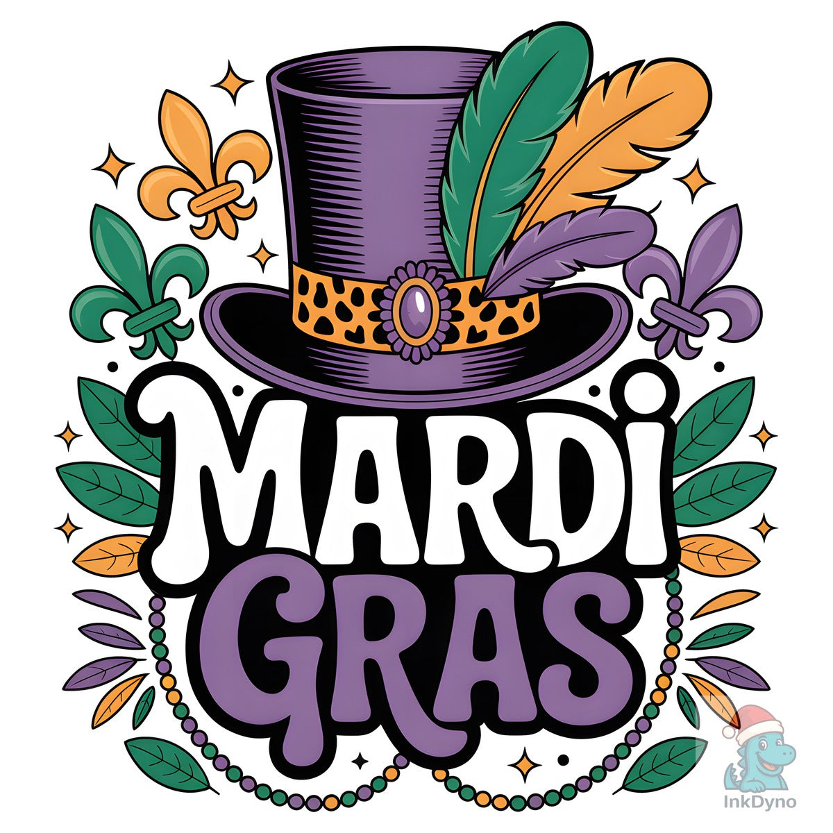 Mardi Gras Hat Typography Design