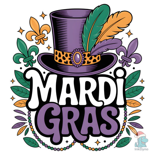 Mardi Gras Hat Typography Design - DTF Transfer