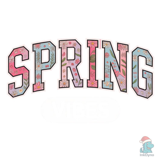 Spring Vibes Floral Varsity Spring - DTF Transfer