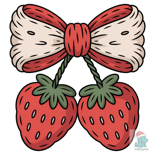 Strawberry Bow Faux Yarn Crochet - DTF Transfer