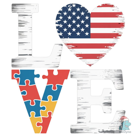 Autism Love Puzzle Letter Heart - DTF Transfer