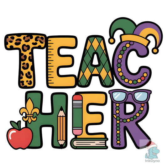 Mardi Gras Teache - DTF Transfer
