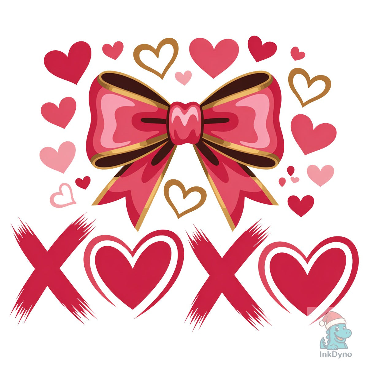 Cute Valentine Bow XOXO Hearts