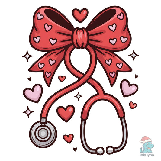Nurse Bow Hearts Valentine - DTF Transfer