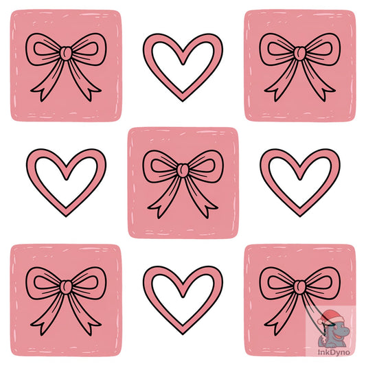 Retro Checkered Bow Valentine's Day - DTF Transfer