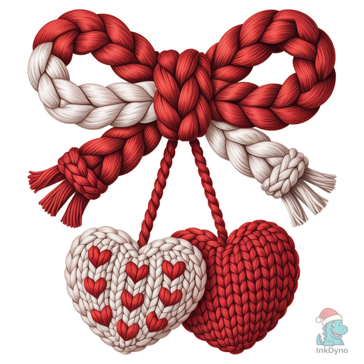 Valentine Yarn Heart Cherry & Bow