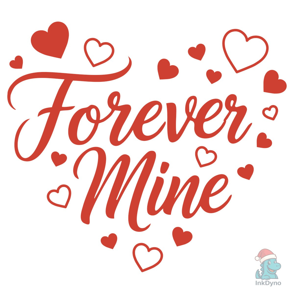 Forever Mine Typography with Red Hearts