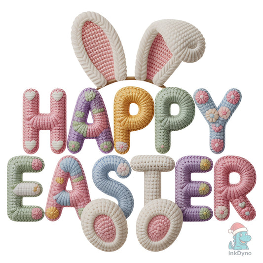 Yarn Crochet Happy Easter Bunny - DTF Transfer