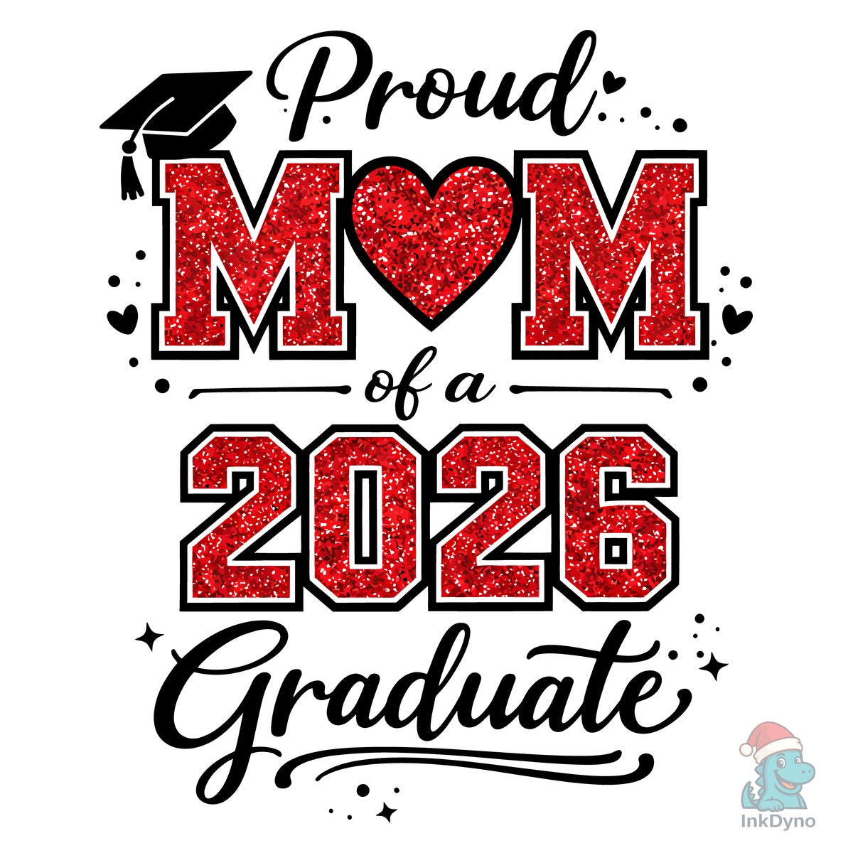 Proud Mom 2026 Glitter Graduate