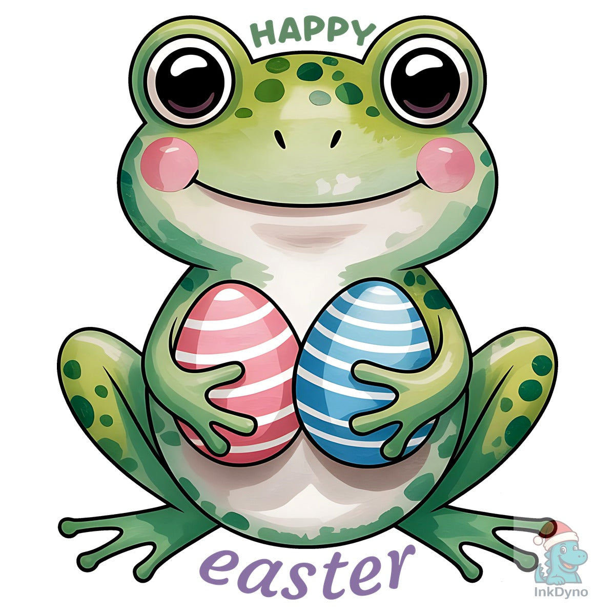 Happy Easter Cute Frog Holding Eggs East