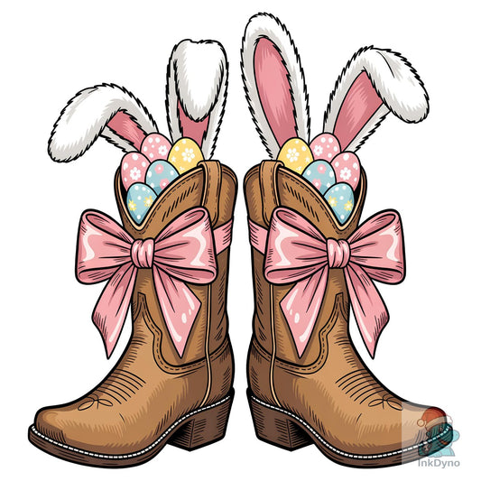 Howdy Easter Cowboy Boots Bunny - DTF Transfer