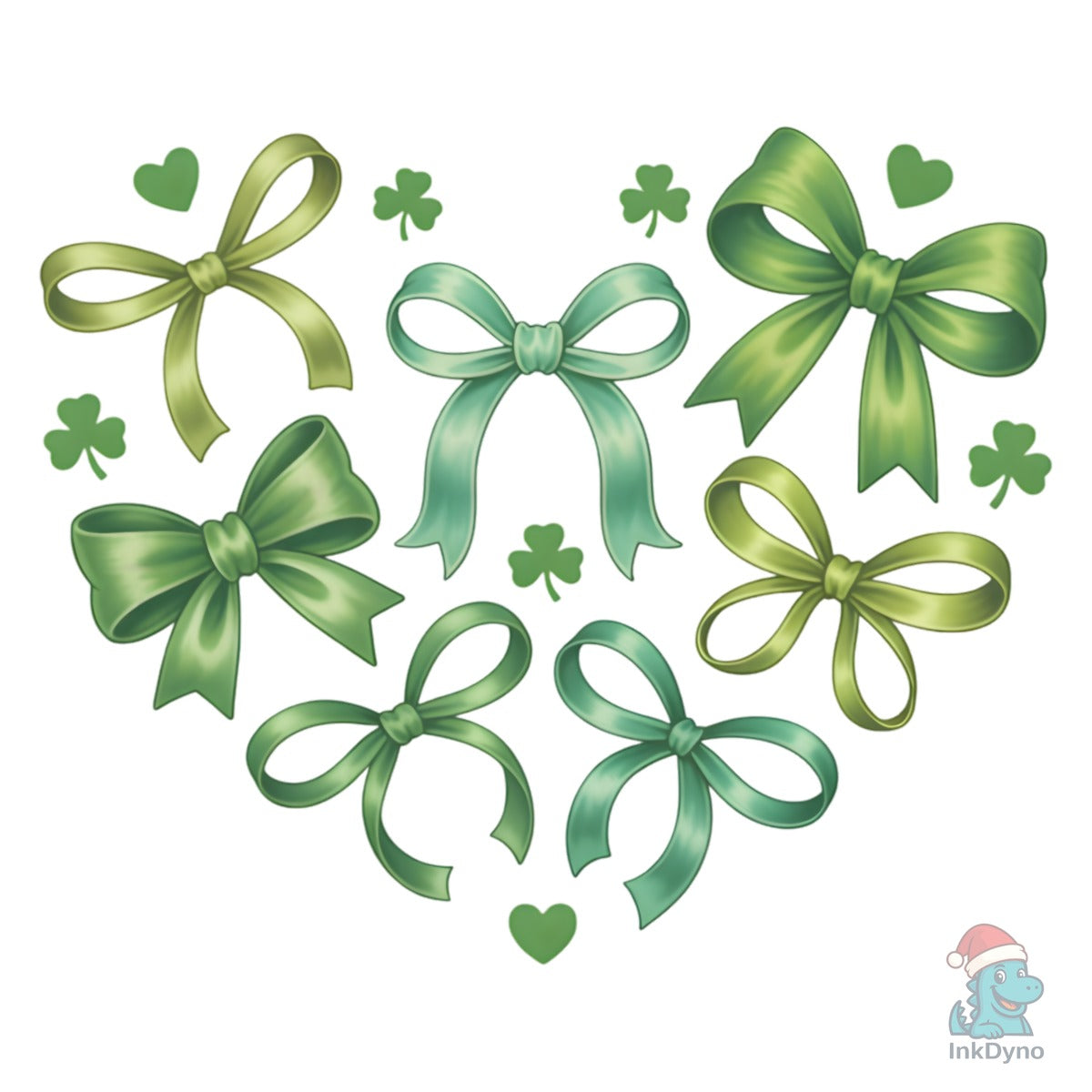 St Patrick's Day Green Bow Heart