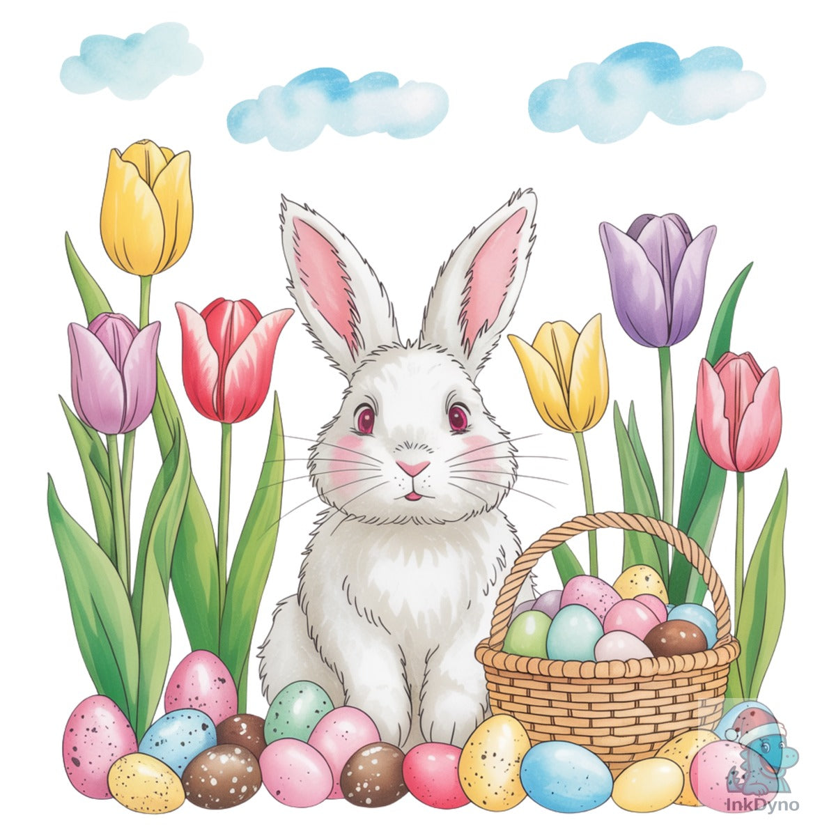 Easter Bunny with Tulips