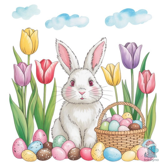 Easter Bunny with Tulips - DTF Transfer