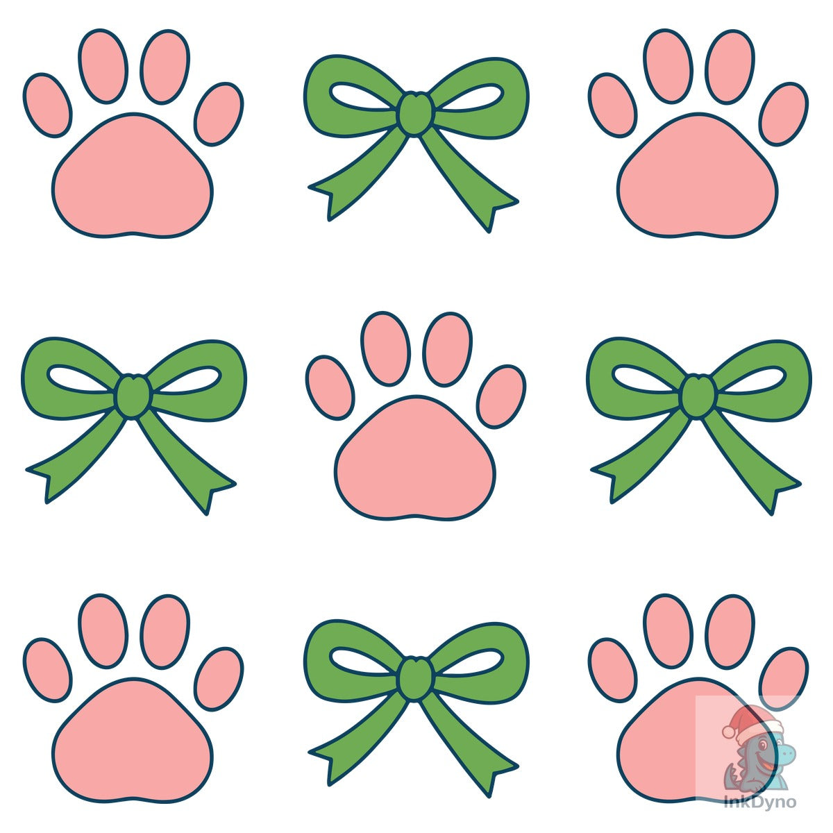 Cute Paw Print with Bow