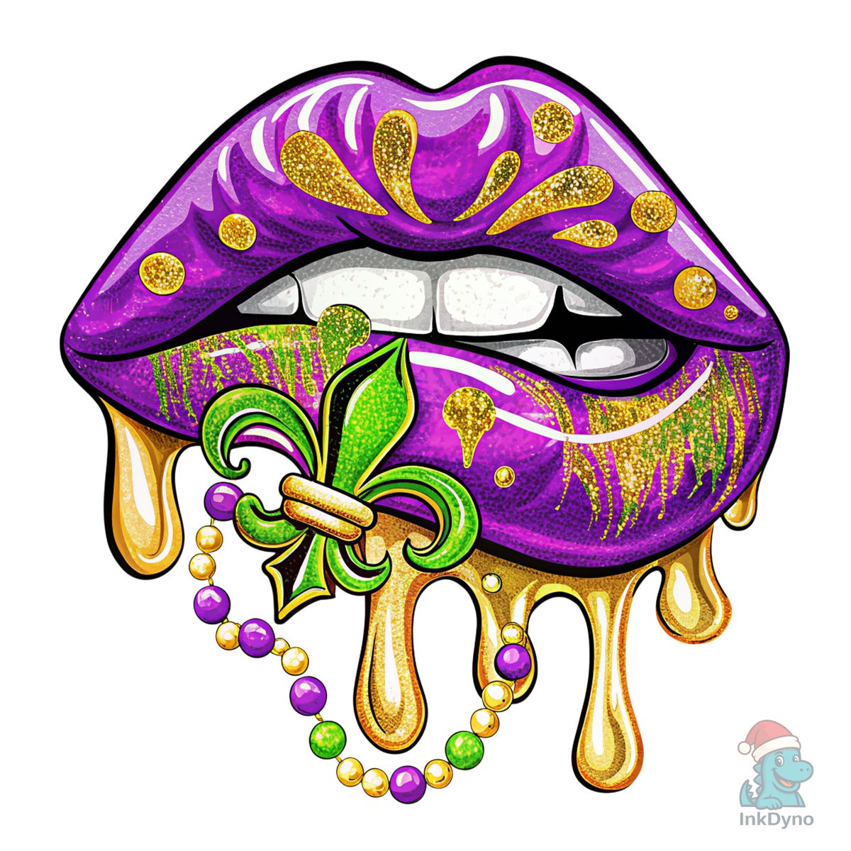Mardi Gras Lips Dripping Glitter