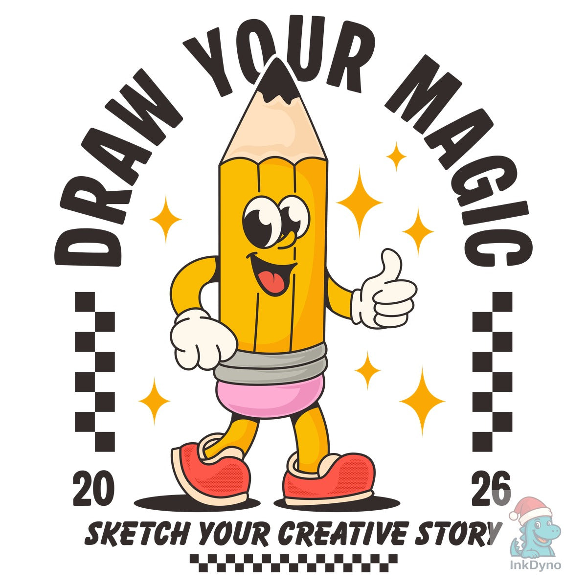 Pencil Cartoon Character Print Design