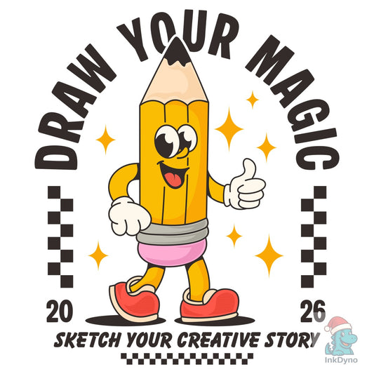 Pencil Cartoon Character Print Design - DTF Transfer