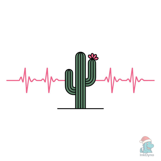 Cactus Heartbeat T-shirt Design - DTF Transfer