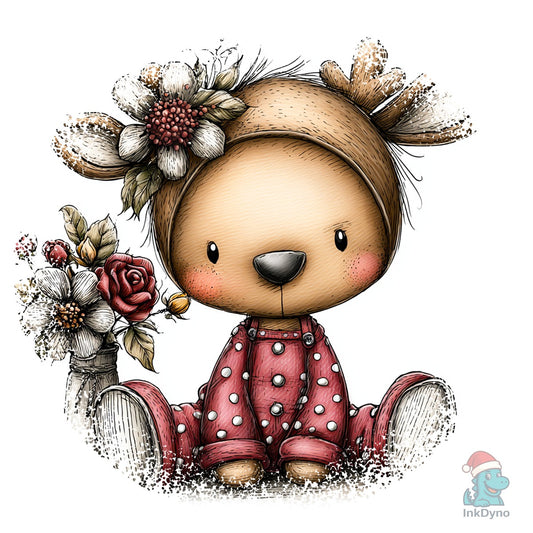 Deer Whimsical Valentine Round Tshirt - DTF Transfer