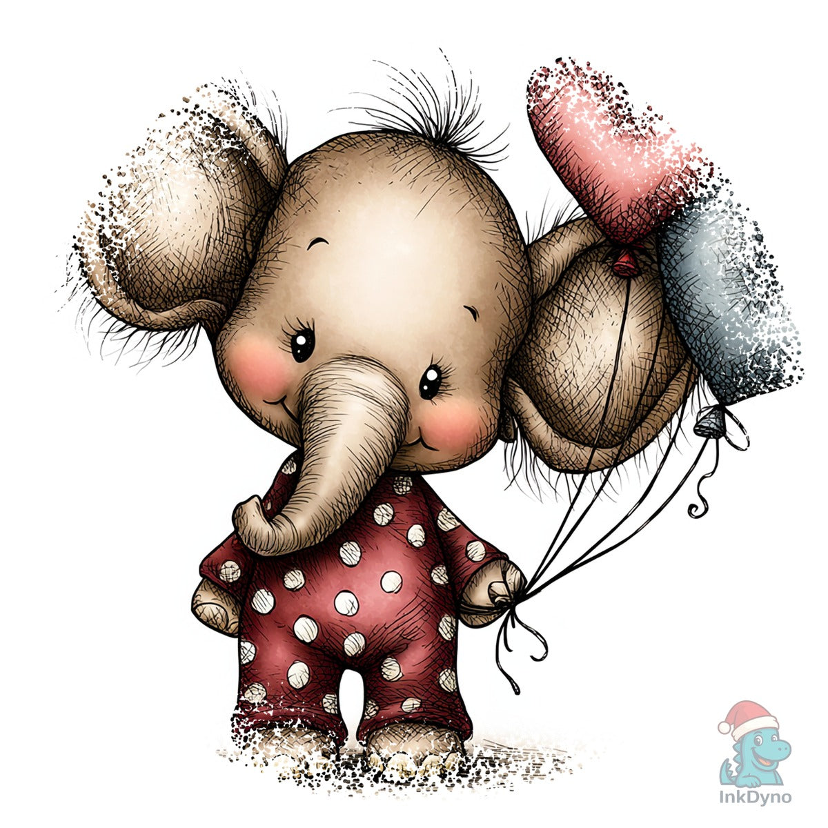 Elephant Whimsical Valentine Round