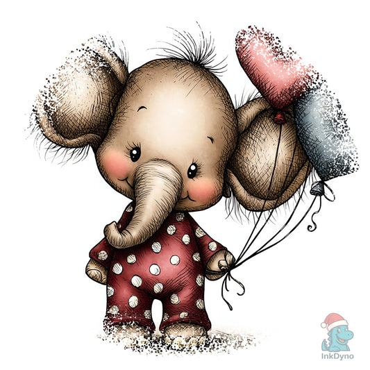 Elephant Whimsical Valentine Round - DTF Transfer