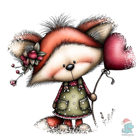 Fox Whimsical Valentine Round Tshirt - DTF Transfer