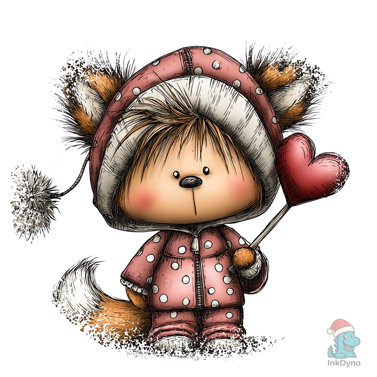 Baby Fox Whimsical Valentine Round