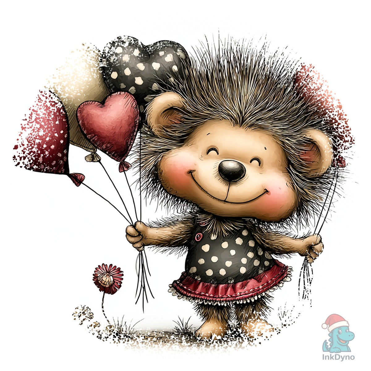 Baby Hedgehogo Whimsical Valentine Round