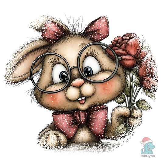 Bunny Whimsical Valentine Round Tshirt - DTF Transfer