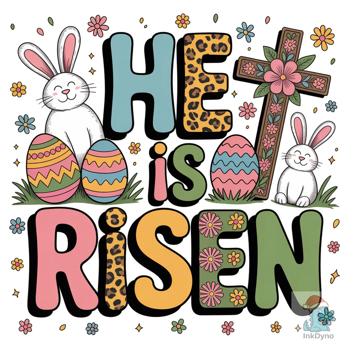 Colorful He is Risen Easter Jesus