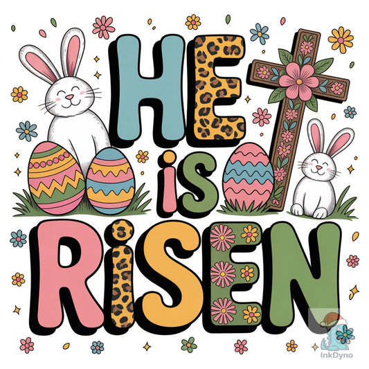 Colorful He is Risen Easter Jesus - DTF Transfer