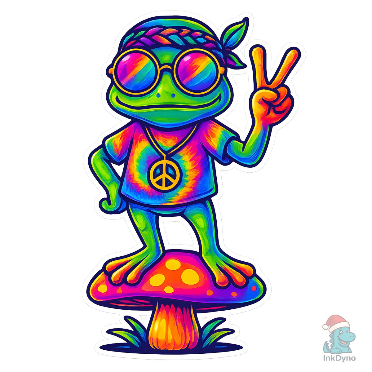 Funny Frog over Mushroom 70s Retro Shirt